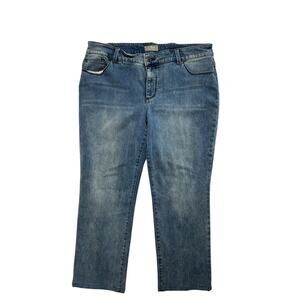 CHICOS So Slimming Straight Leg Crop Jeans Size 16 (3) Short Medium Wash Stretch
